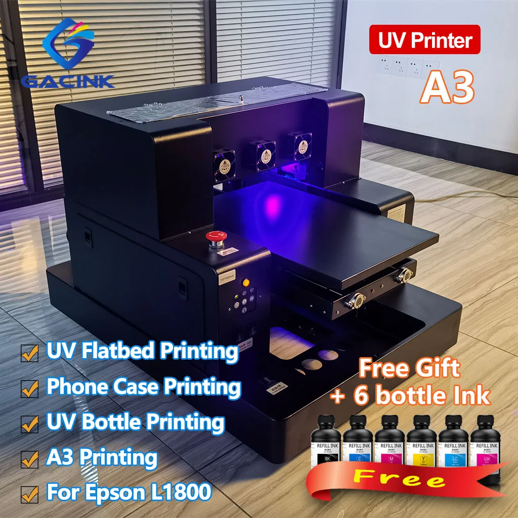 

A3 УФ принтер планшетный автоматический флакон цилиндр A3UV принтер печать на бутылке Металл Керамика дерево с 6 цветными чернилами без лака