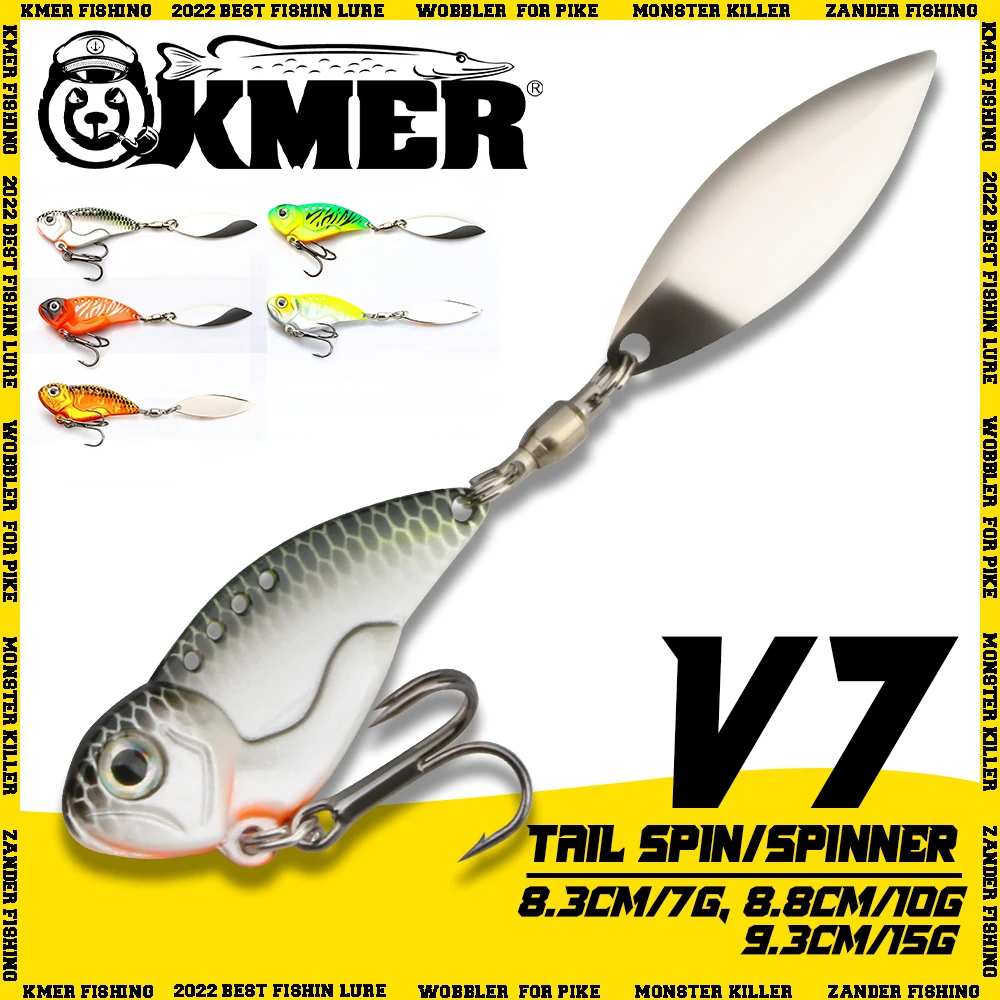 

KMER Tail Spinning Fishing Lures Jig Spinner Spinjig VIB Sinking Hooks for Pike Walleye In Winter Equipment Accessories Tackle