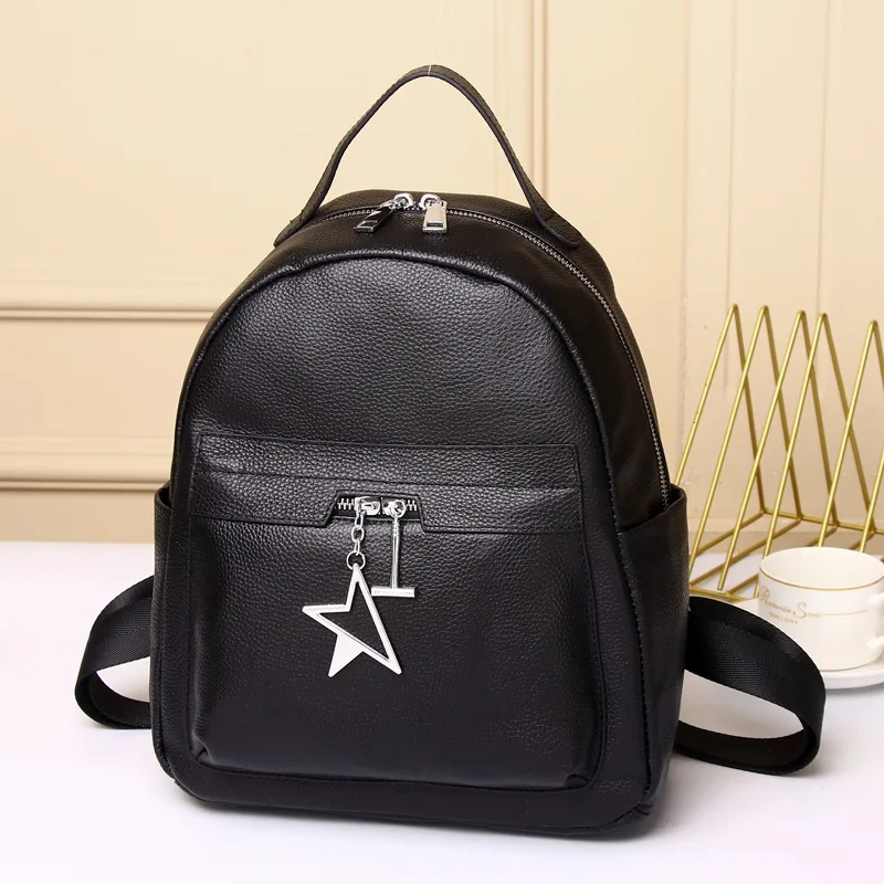 

First Layer Cowhide Backpack All-match Casual Fashion College Student Backpack Backpack Purse for Women 2022