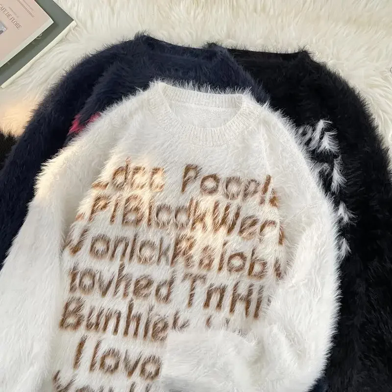 Повседневный вязаный свитер в американском стиле утолщенный пуловер свободного