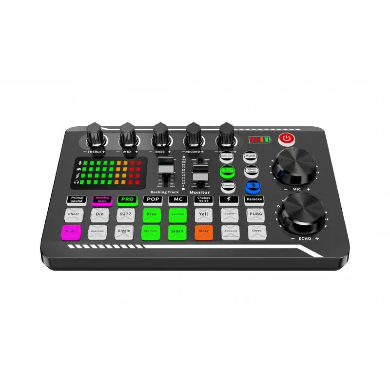 

Volume Adjustable Sound Card Microphone Mixer Kit Professional Usb Live Stream Useful Console Amplifier F998 Audio Recording