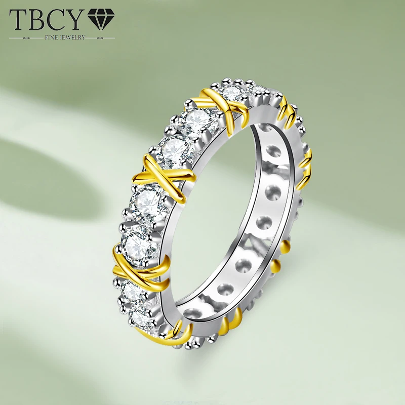 

TBCYD 3mm D Color Moissanite Ring For Women S925 Sterling Silver Diamond Eternity Ring Wedding Band Luxury Hand Fine Jewelry