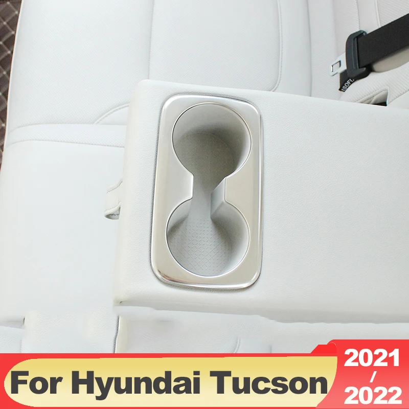 

For Hyundai Tucson NX4 2021 2022 2023 Hybrid N Line Car Seat Back Row Water Cup Holder Cover Trim Stainless Steel Accessories