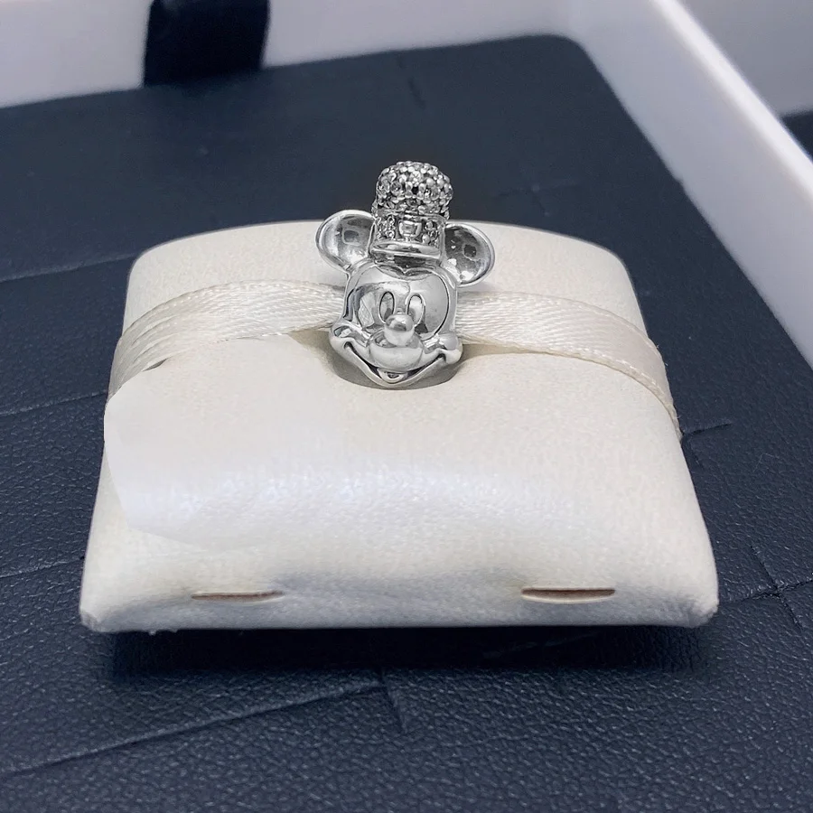 

925 Твердые серебряные Мультяшные мини-мышки, мерцающие шармы-бусины в виде парохода, Вилли, подходят для оригинального браслета Пандоры, жен...