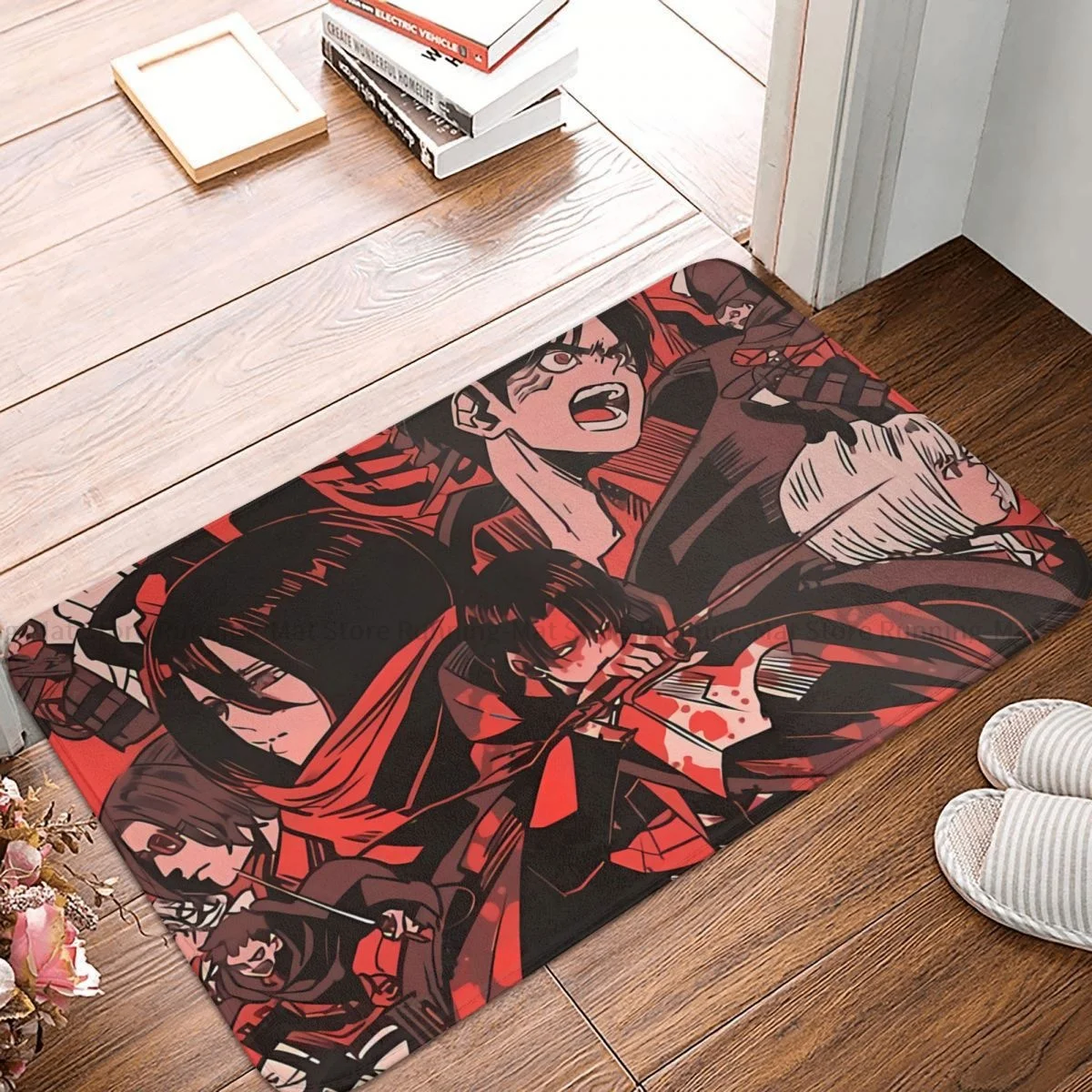 Anime Collage Bedroom Mat Attack On Titan Red Color Doormat Living Room Carpet Outdoor Rug Home Decoration