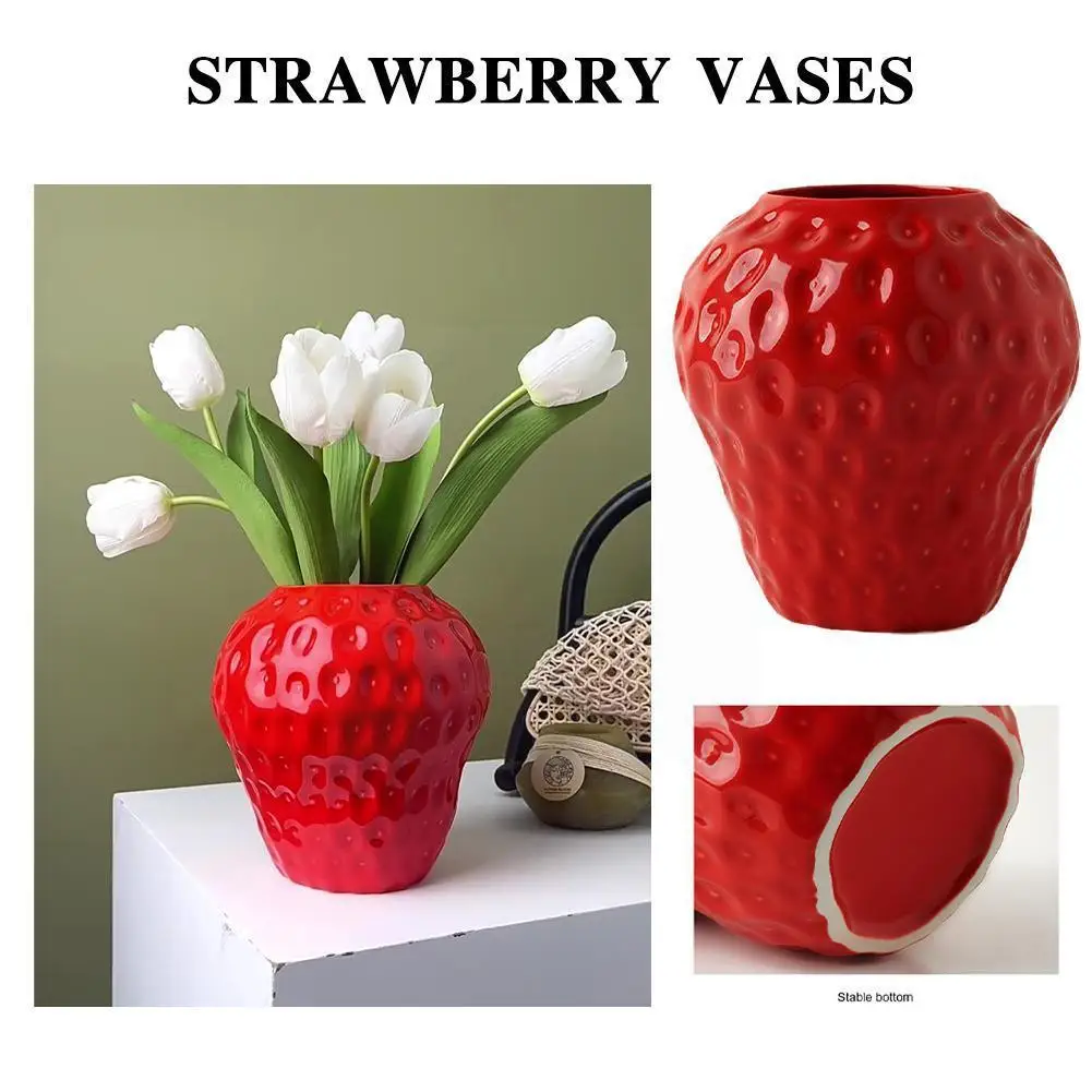 

Vintage Style Strawberry Vases Flower Pot Vase Decorative Ornament Flower Arrangement For Office Homestay Party Gifts Decor R0M4