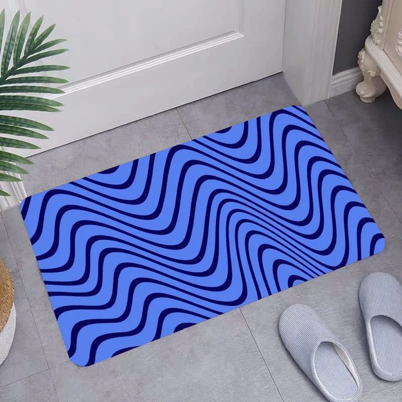 

Mats Kitchen Bathroom Carpet Anti-slip Washable Rug Doormat Floor Art Memory Foam Wave Pattern Room Carpets Prayer Rug Area Rugs