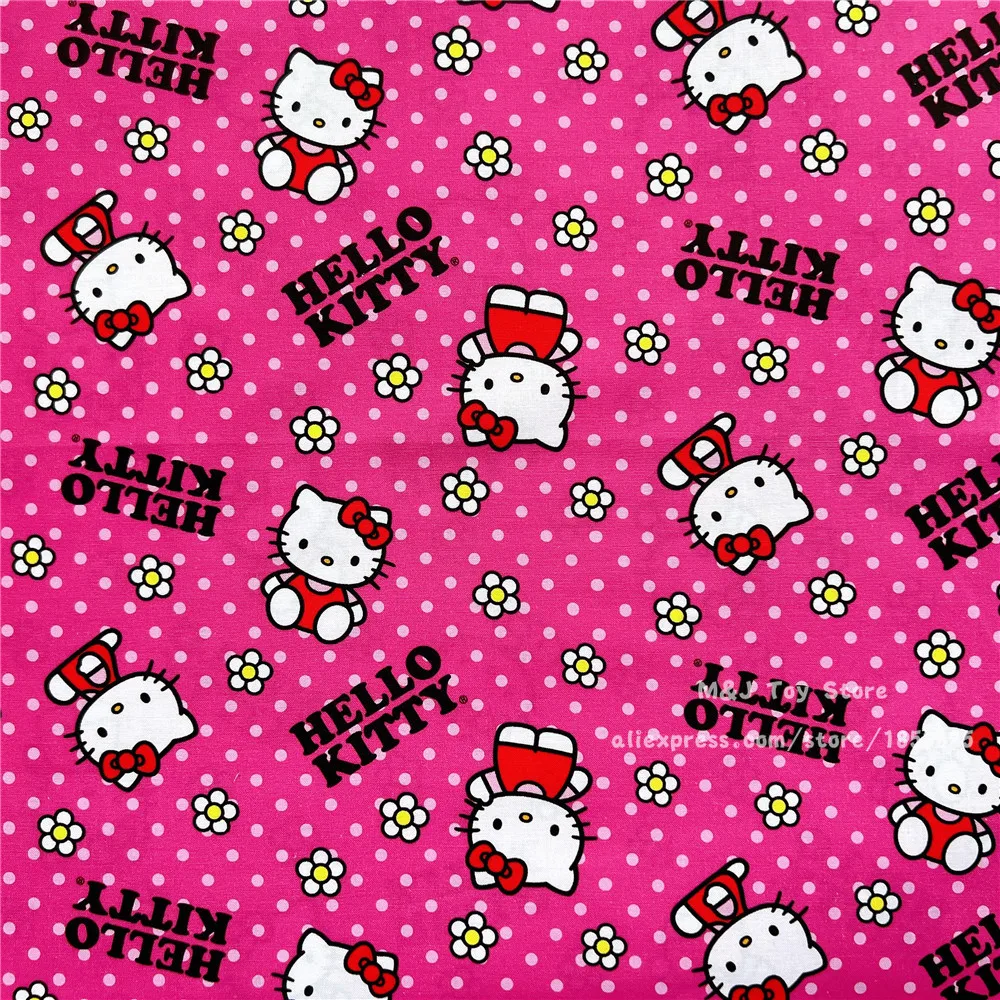 Мультяшный Hello Kitty, 100% хлопчатобумажный материал, лоскутное шитье,  предмет рукоделия, ткань «сделай сам», детская одежда, материал | AliExpress