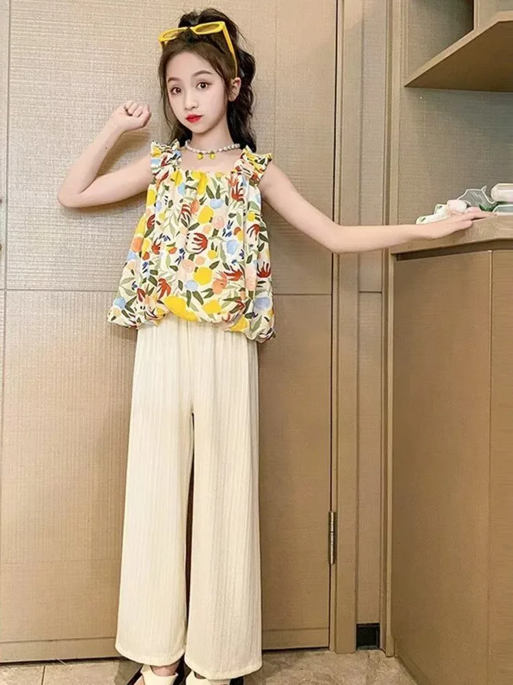 Летний комплект для девочек новинка модный летний жилет детей среднего и