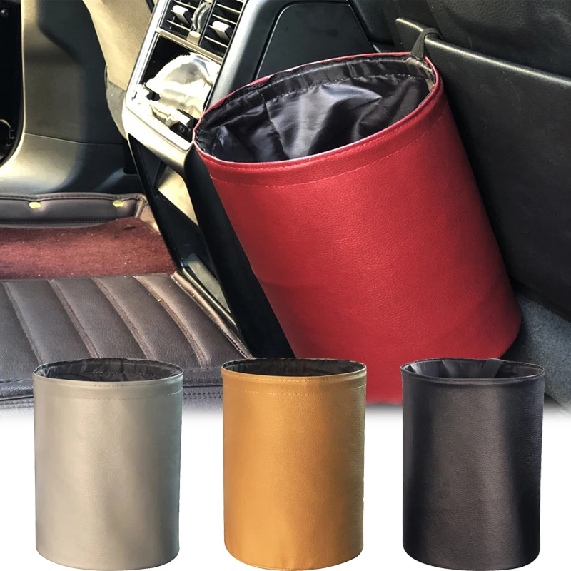 

Car Trash Folable Hanging Leather Car Garbage Can Waterproof Waste Organize Basket Bin Rubbish Bin Auto Interior Accessories