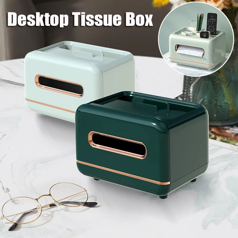 

Desktop Tissue Box Storage Waterproof Paper Towel Dispenser Wall Mounted Sundries for Home Office Table Napkins Holder