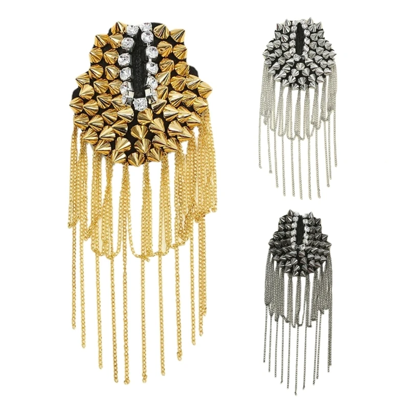 

Performance Dress Accessories Metal Fringed Epaulettes Brooch for Women