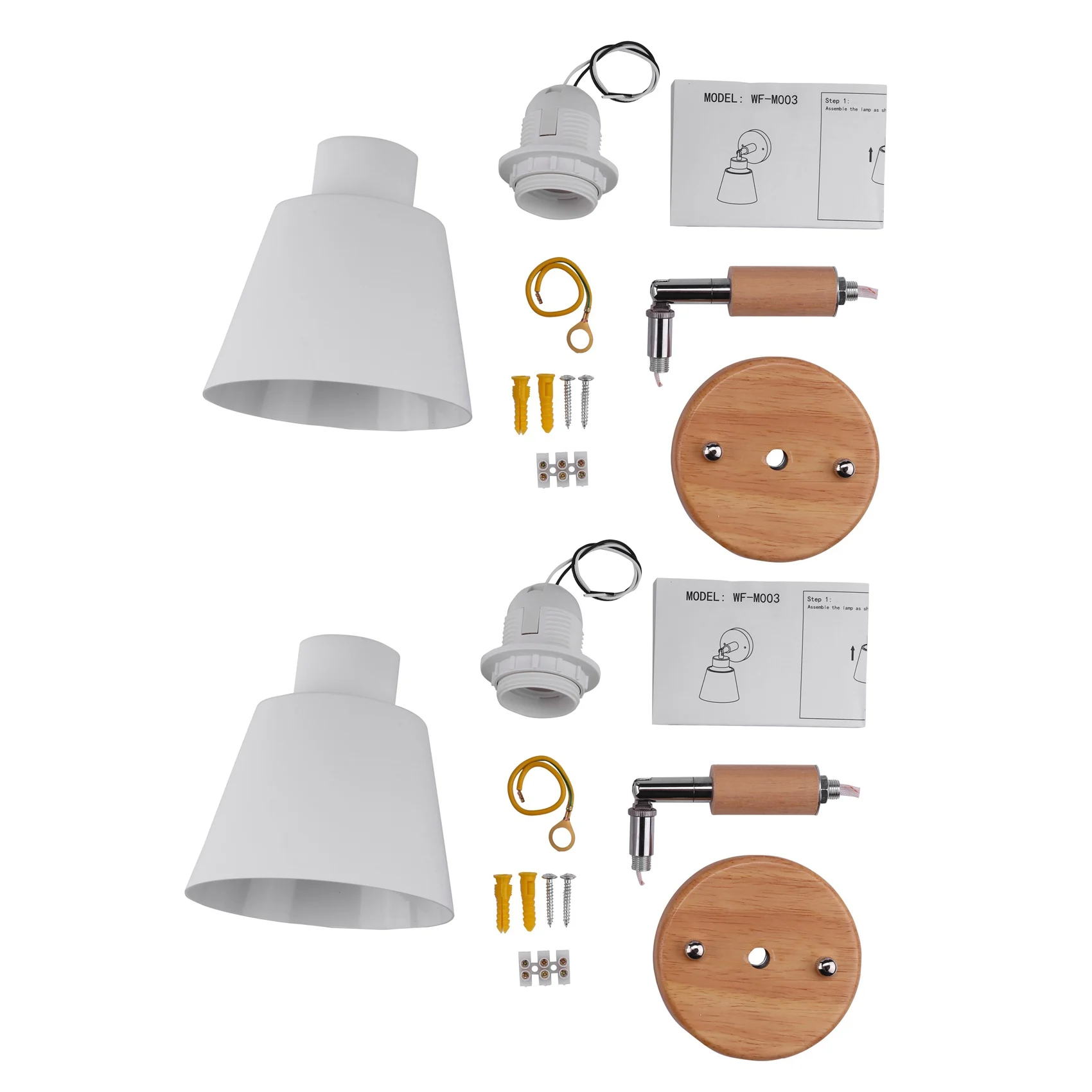 

2X Wooden Wall Lights Bedside Wall Lamp Bedroom Wall Light Sconce for Kitchen Modern Wall Lamp Nordic Sconces(White)