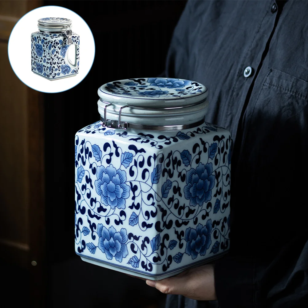 

Tea Storage Jar Canister Container Ceramic Kitchen Candy Holder Can Household Function Multi Porcelain Tin Caddyflour Loose