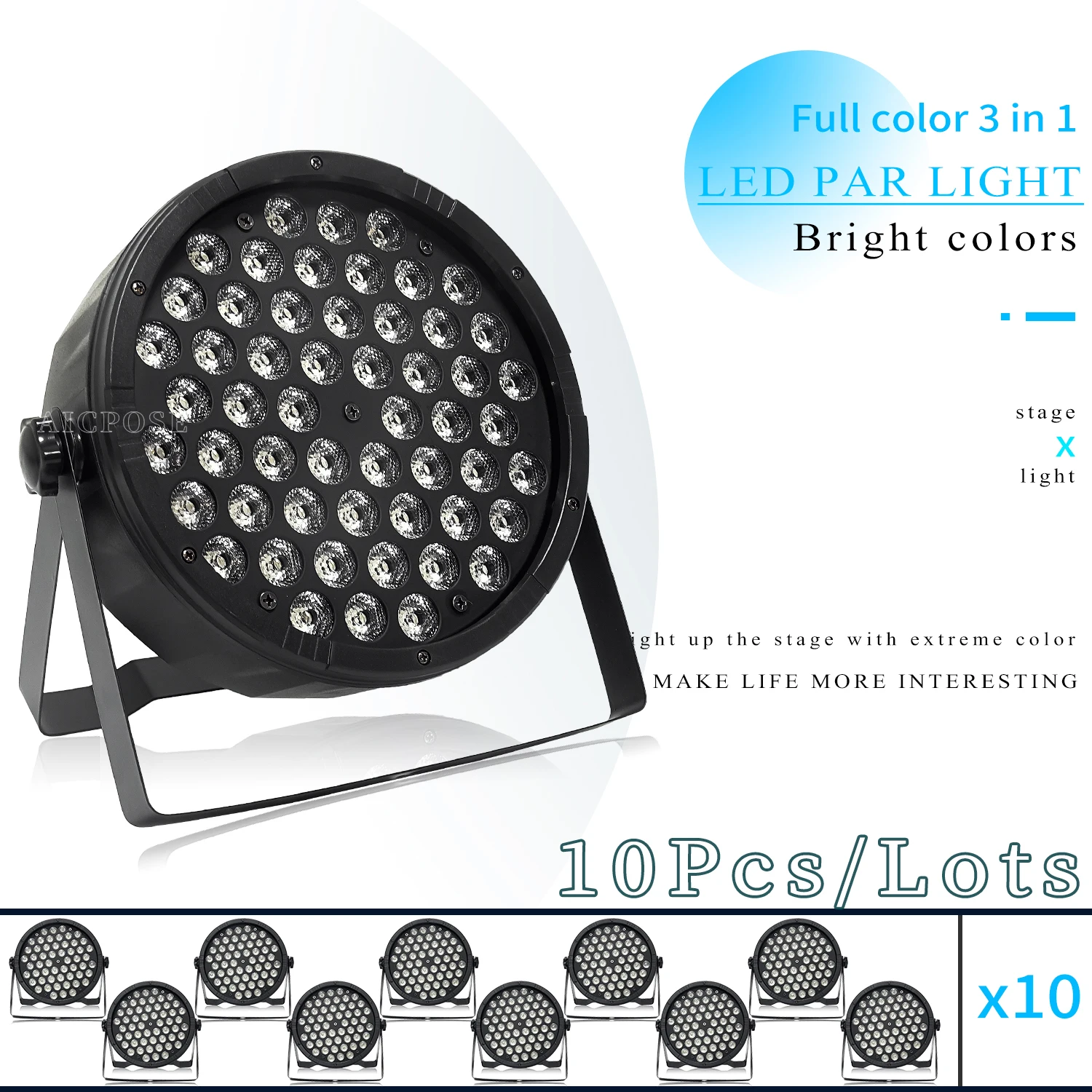 

10Pcs/lots 54x3W RGB 3in1 Led Par Lights 54*3w Lights Disco Wedding Party Wall Wash Light DMX 512 Controller Effect Stage Light