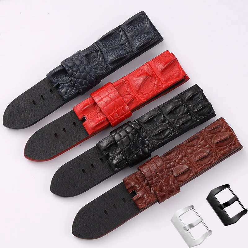 

XIANERSHANG Men Custom Crocodile Back Bone Skin Watchbands 26MM 22MM 24MM Special Genuine Leather Strap Alligator Watch Band XI