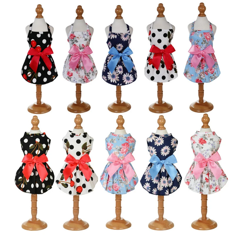 

Цветочное платье для собаки платье принцессы с бантом юбка для собаки весенне-летние секционные Свадебные платья симпатичные милые тонкие ...