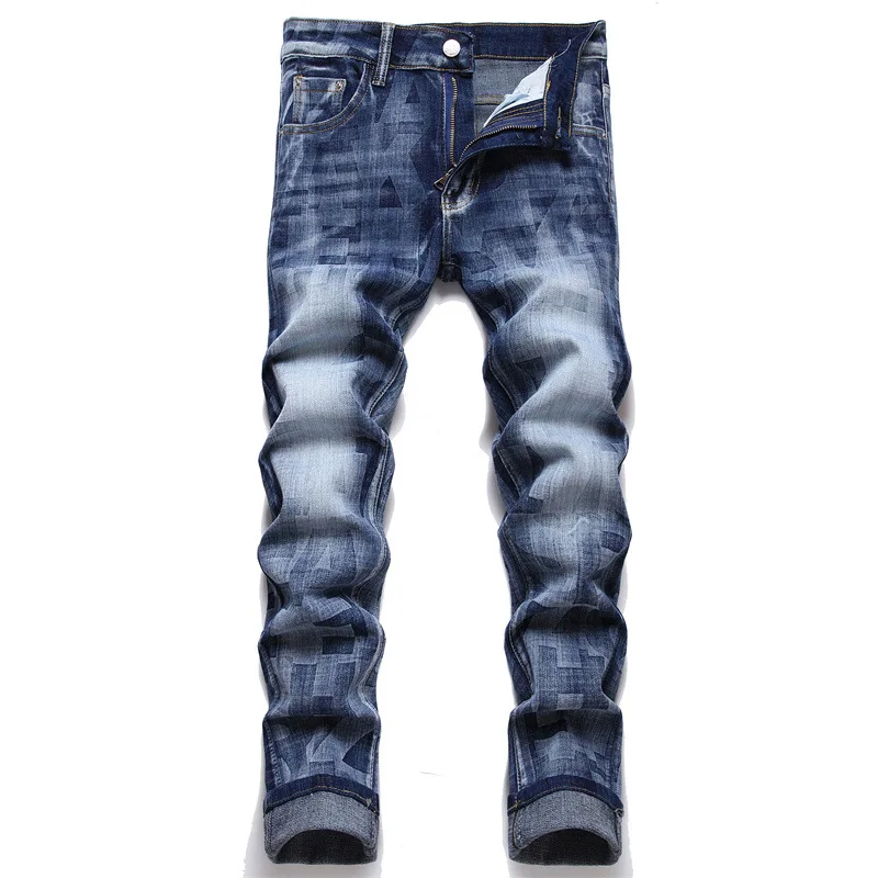 

men's jeans cotton trendyol Punk motorcycle mens slim printed couleur skinny jeans