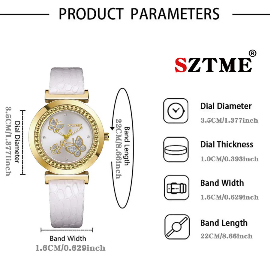 2024 модные классические женские часы с поясом золотой комплект бабочкой и