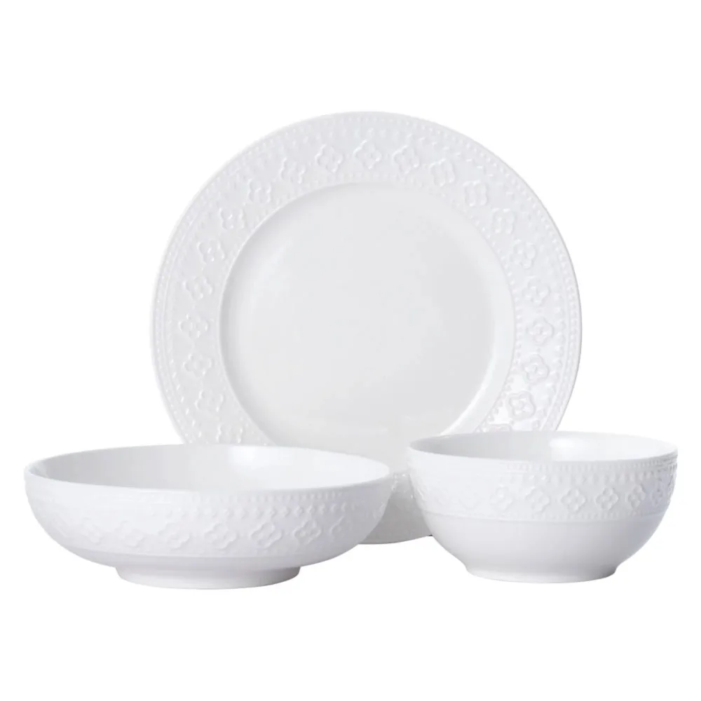 

Набор посуды из 12 предметов, фарфоровая белая, включая обеденную тарелку, миску для макаронных изделий, столовые детали и можно мыть в посудомоечной машине