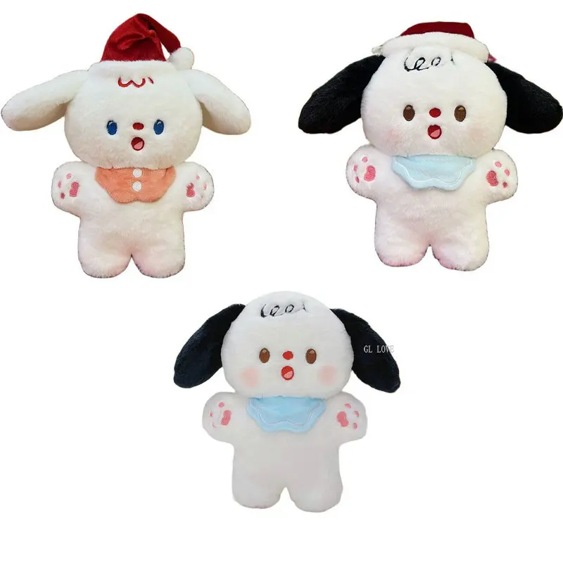 

23 см Милые Плюшевые Рождественские шарфы собака плюшевая кукла милая Рождественская шапка шарф собака плюшевые искусственные рождественс...