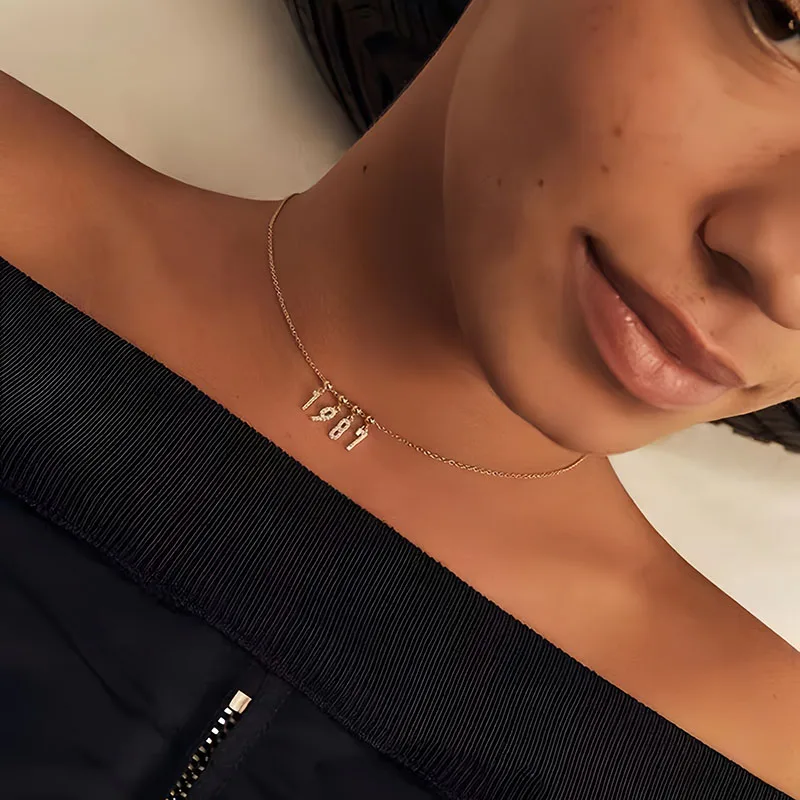 

925 Sterling Silver Necklace Digital CharmDIYChoker Personality Charm Collarbone Chain For Women's Fashion Jewelry Free Shipping