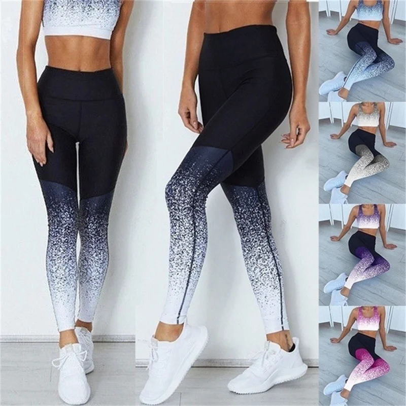 

Gradient Color Fitness Leggings Elastic Sport Pant Women Sport Wear High Waist Ankle Length Women Yoga Pant Gym Leggings