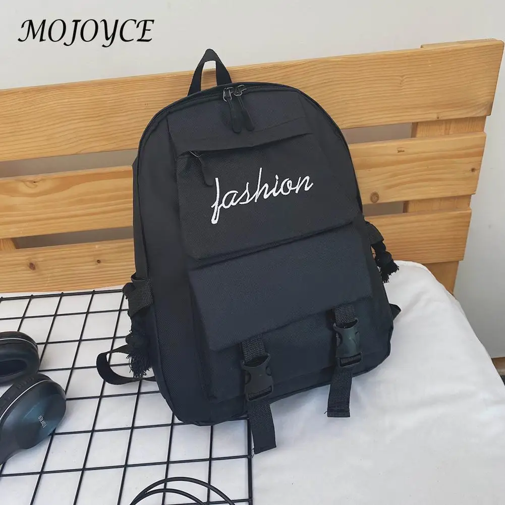 

Portable Canvas Backpack Letter Design College School Bag for Girl Casual Outdoor Camping Travel Shoulder Bag