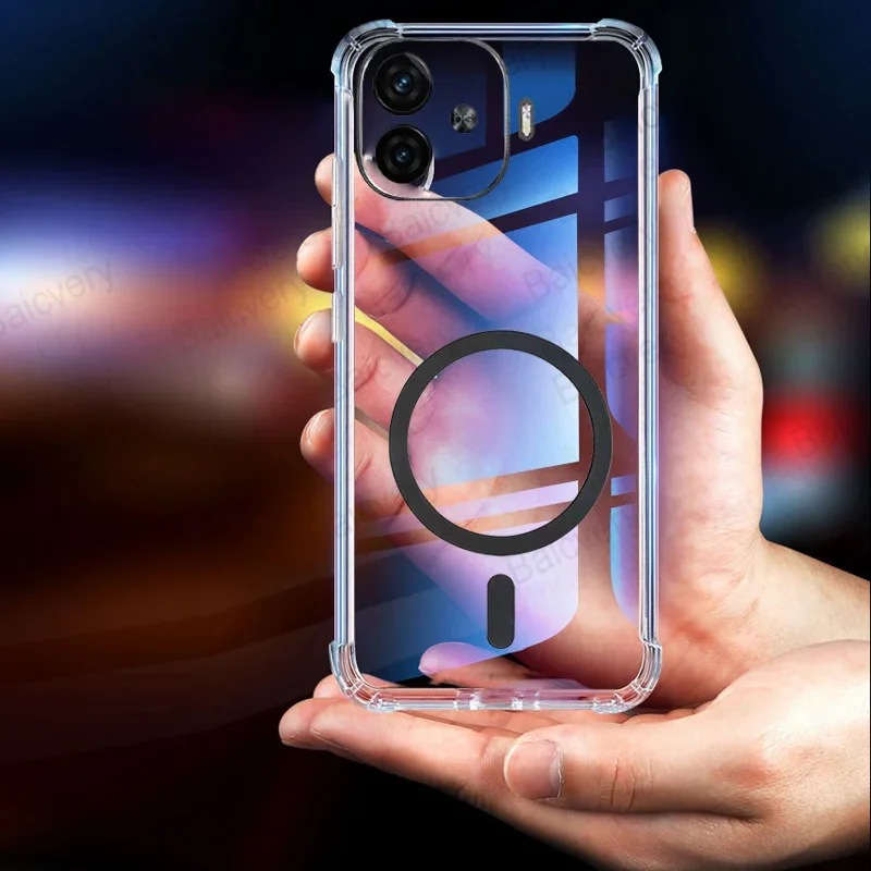 Модный чехол для VIVO iQOO Z9 Turbo V2352A 5G V2361A прозрачная задняя крышка с магнитной