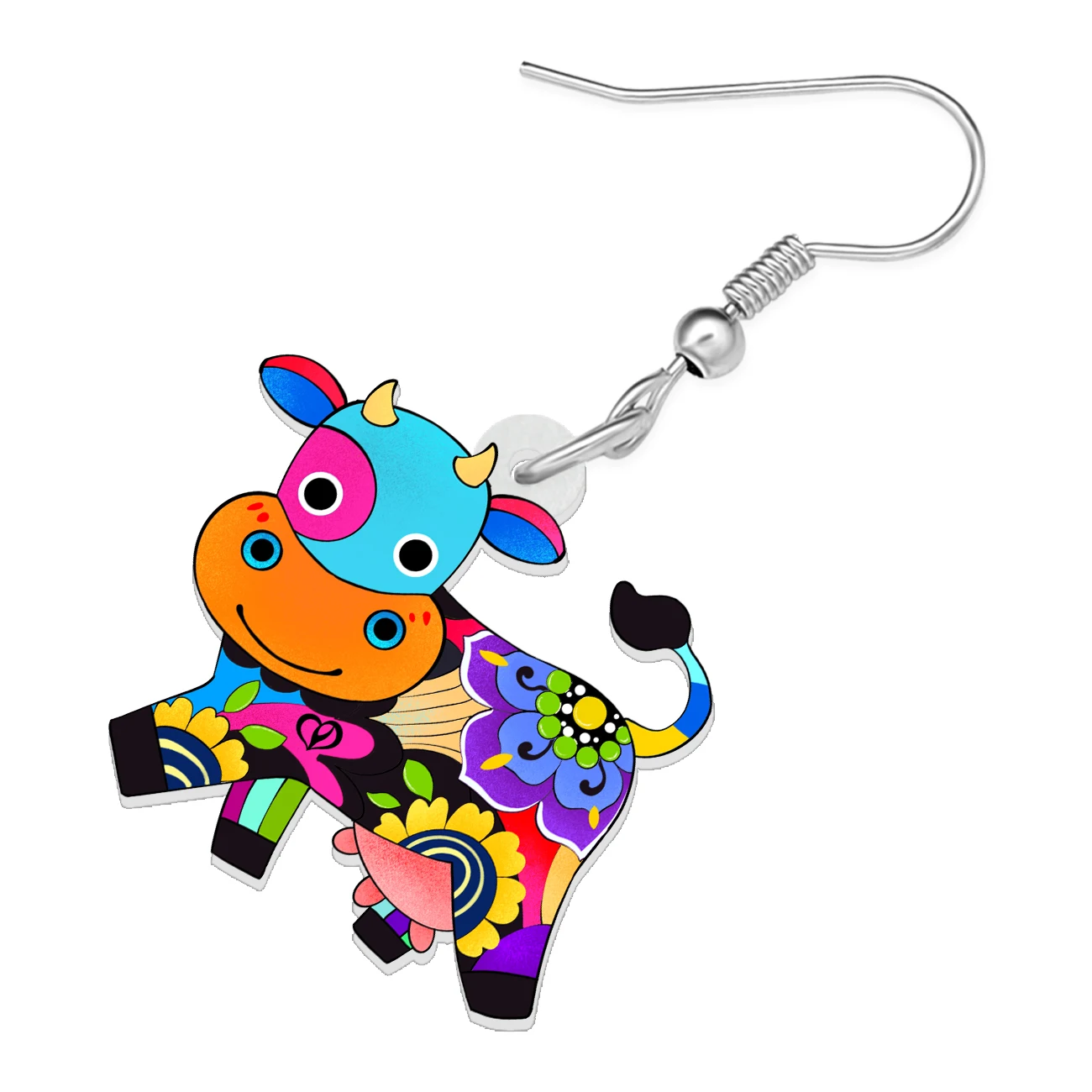 Bonsny Акриловые серьги-капельки цветочные коровьи