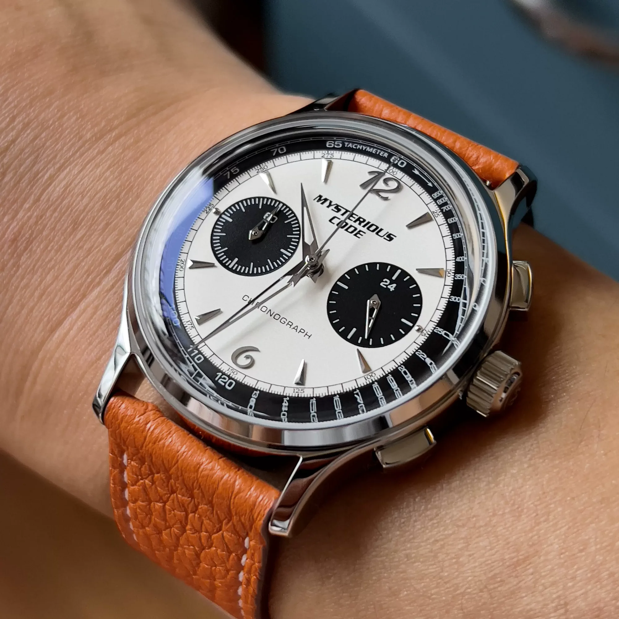 

40mm VK64 Chronograph Panda Men Watch Bubble Glass Beat Quartz waterproof 316L SS Top Brand MysteriousCode Pilot Homage Watch