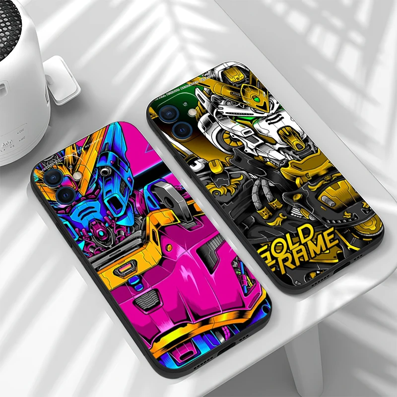 

GUNDAM Bandai Anime Phone Case For Apple iPhone 11 12 13 Pro 12 13 Mini X XR XS Max SE 5 6 6s 7 8 Plus Black ShockProof Coque