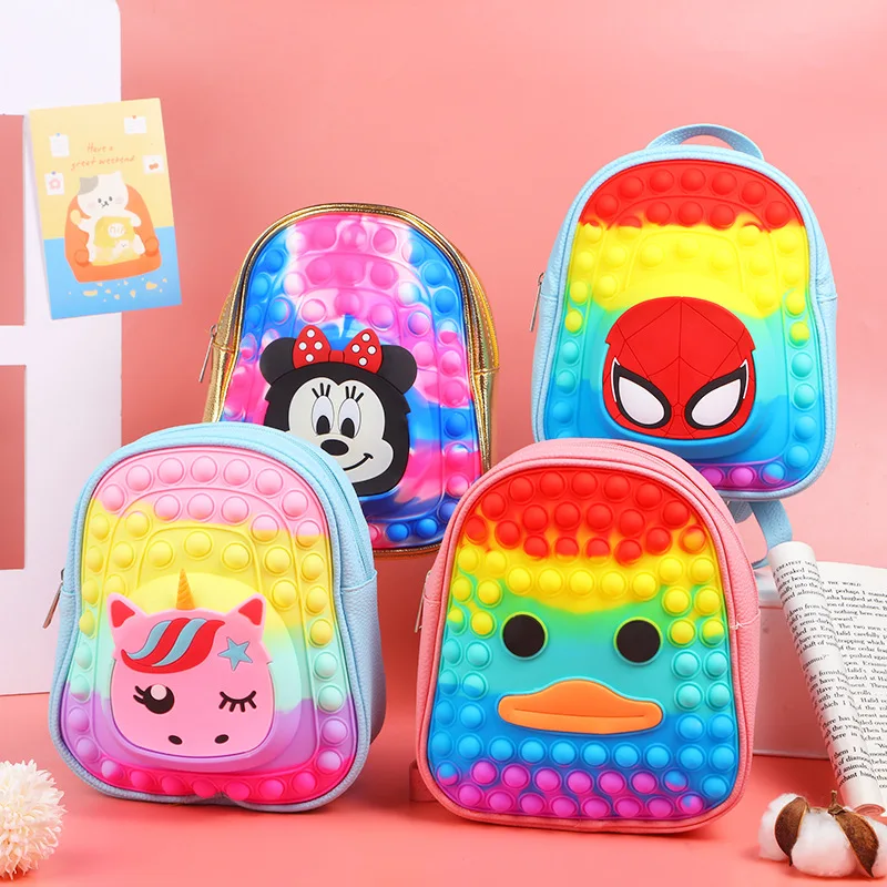 

New Kawaii Backpack Fidget Toy Antistress Minnie Unicorn Duck Bags Squishy Sensory Gifts Stress Relief Decompression Toy for Kid