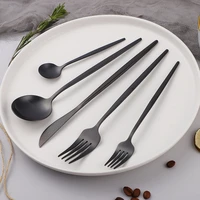 tableware 5pcs black dinnerware stainless steel fork knife spoon set western combination flatware travel cutlery dropshipping
