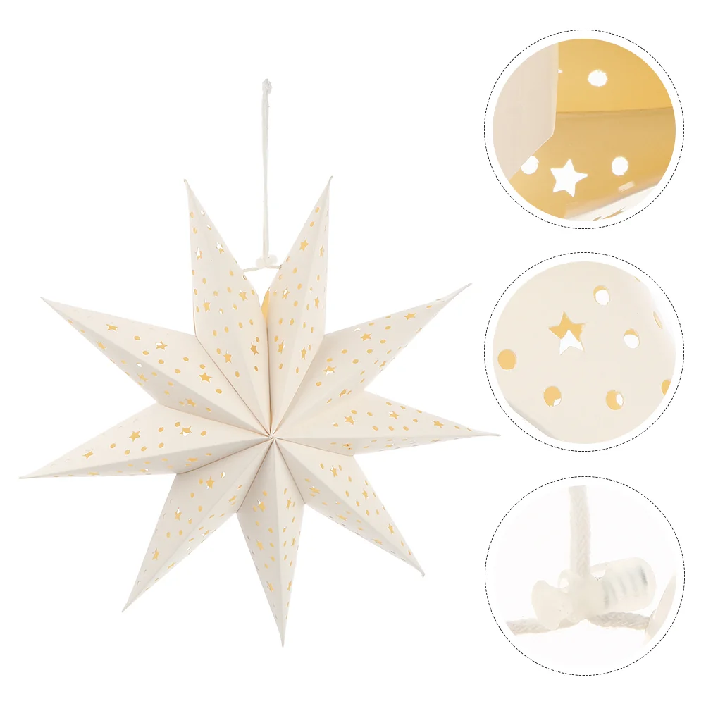 

3 Pcs Nine Pointed Star Paper Lantern Chic Hanging Lampshade Light Covers Decor Accessory Christmas Celebrity Lampshades