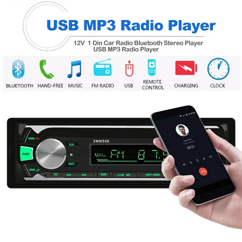 

Car MP3 Player | 12V 1 Din Car Radio Blue Tooth Stereo Player USB MP3 Radio Player FM Radio Blue Tooth Hands-free Calls