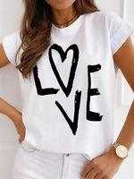 casual basic young girl t shirts love standard o neck woman tops summer short sleeves womens polyester soft hand feel tshirt