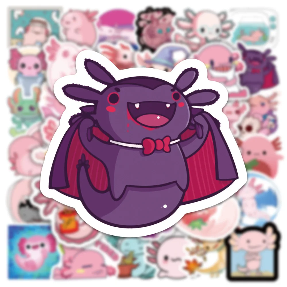 

50 New Salamander Graffiti Waterproof Stickers Suitcase Notebook Scooter Water Cup Kawaii Stickers Cute Pink Toy Stickers