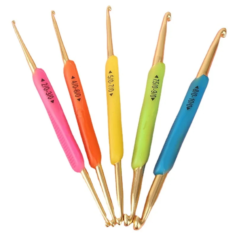 

Double End Crochet Hook Set Golden Aluminum Crochet Needles Knitting Crochet Markers Ring Knitting Stitch Markers DIY Sew Tools