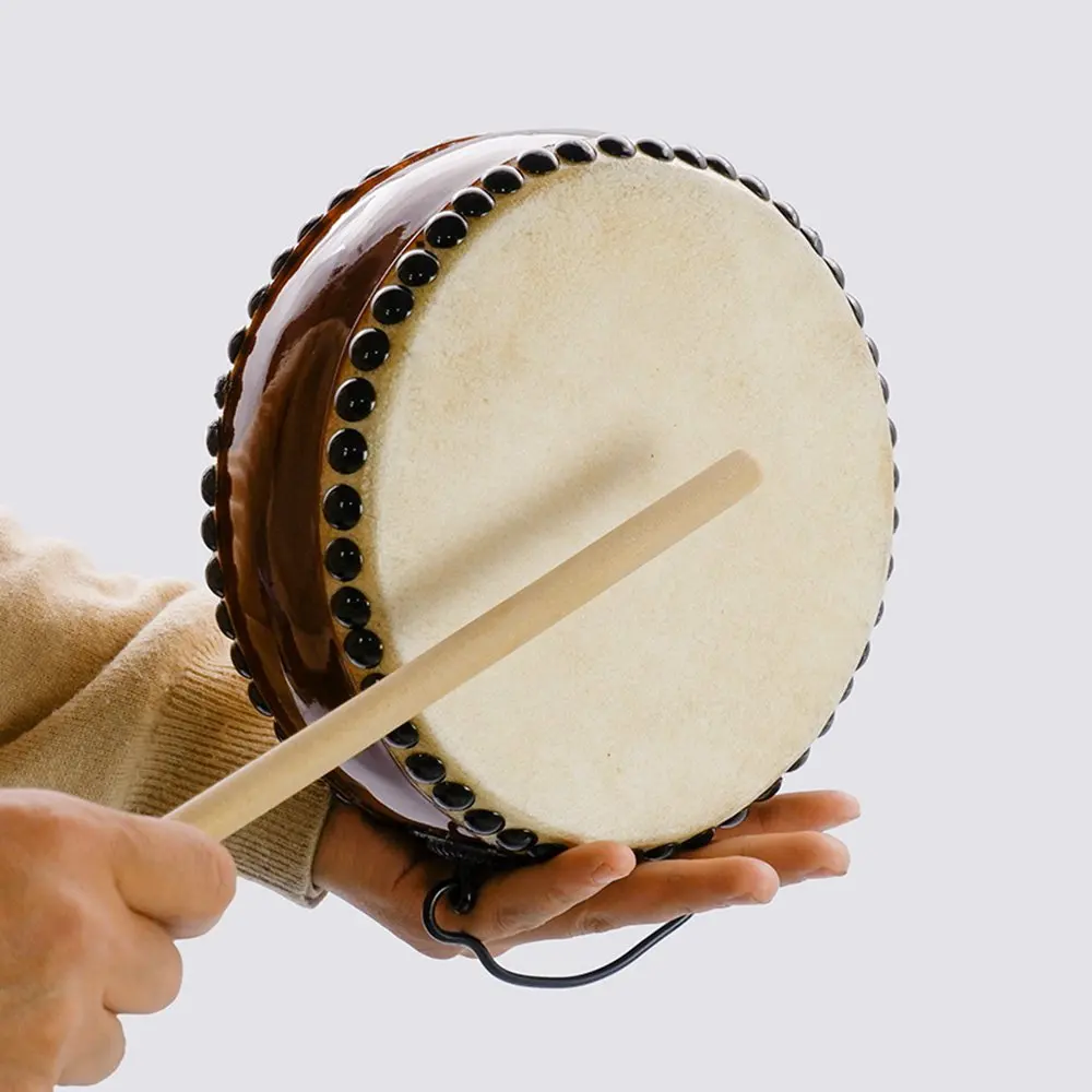 

18-24cm Cowhide flat drum Buddhism musical instrument Portable Coloratura drum Hand drum