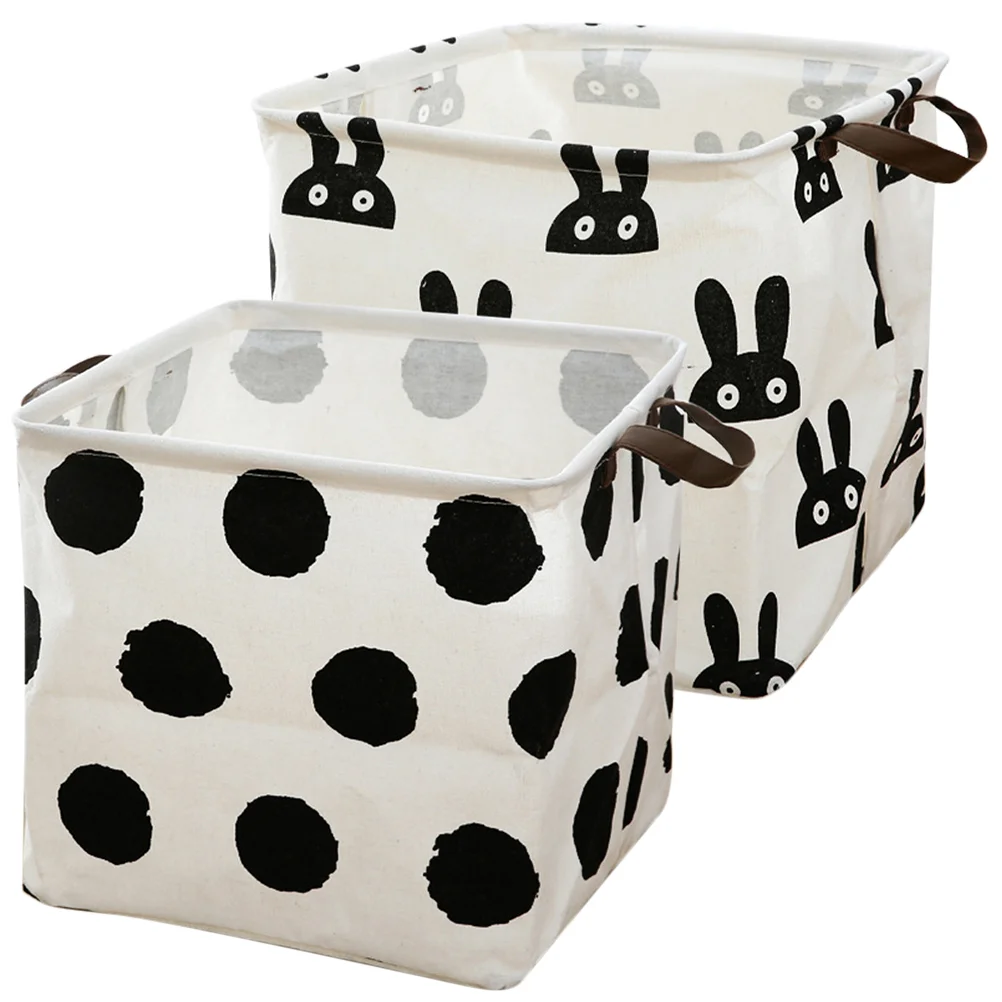 

2 Pcs Clothes Toy Storage Container Folding Basket Bins Toys For Table Organizer Fabric Baskets Rabbit