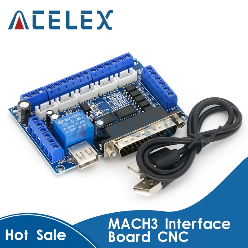 MACH3 Interface Board CNC 5 Axis With Optocoupler Adapter Stepper Motor Driver + USB cable