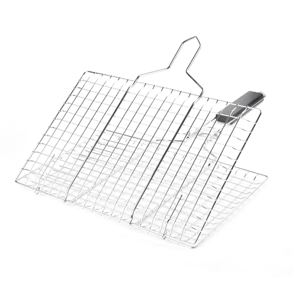 

New Stainless Steel Grill Basket Folding Square Grill For Roasting Cook Fish Shrimp Vegetables Steaks Kitchen BBQ Travel Tools
