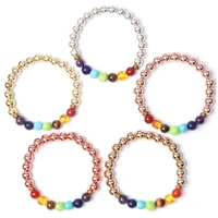 6 8mm natural seven chakra bracelet for women men trend round hand string for yoga sports natural bracelet for jewelry diy