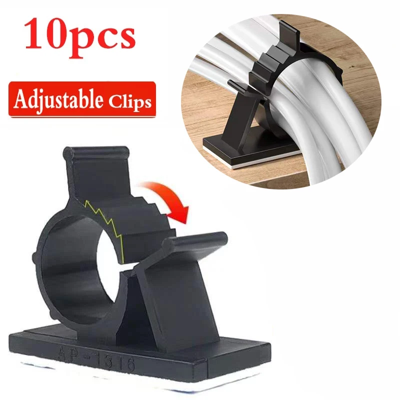 

10pcs Self-adhesive Cable Clips Management Adjustable Cable Organizer Holder Line Fixed Clamps For Car Mouse Cord Bobbin Winder