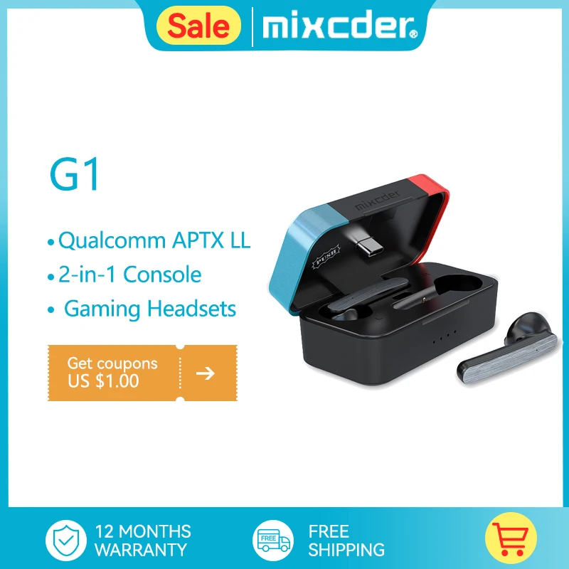 Беспроводная Bluetooth-гарнитура Mixcder G1 APTX с низкой задержкой, игровая гарнитура с адаптером Bluetooth Type-C для консоли коммутатора PS4 PS5