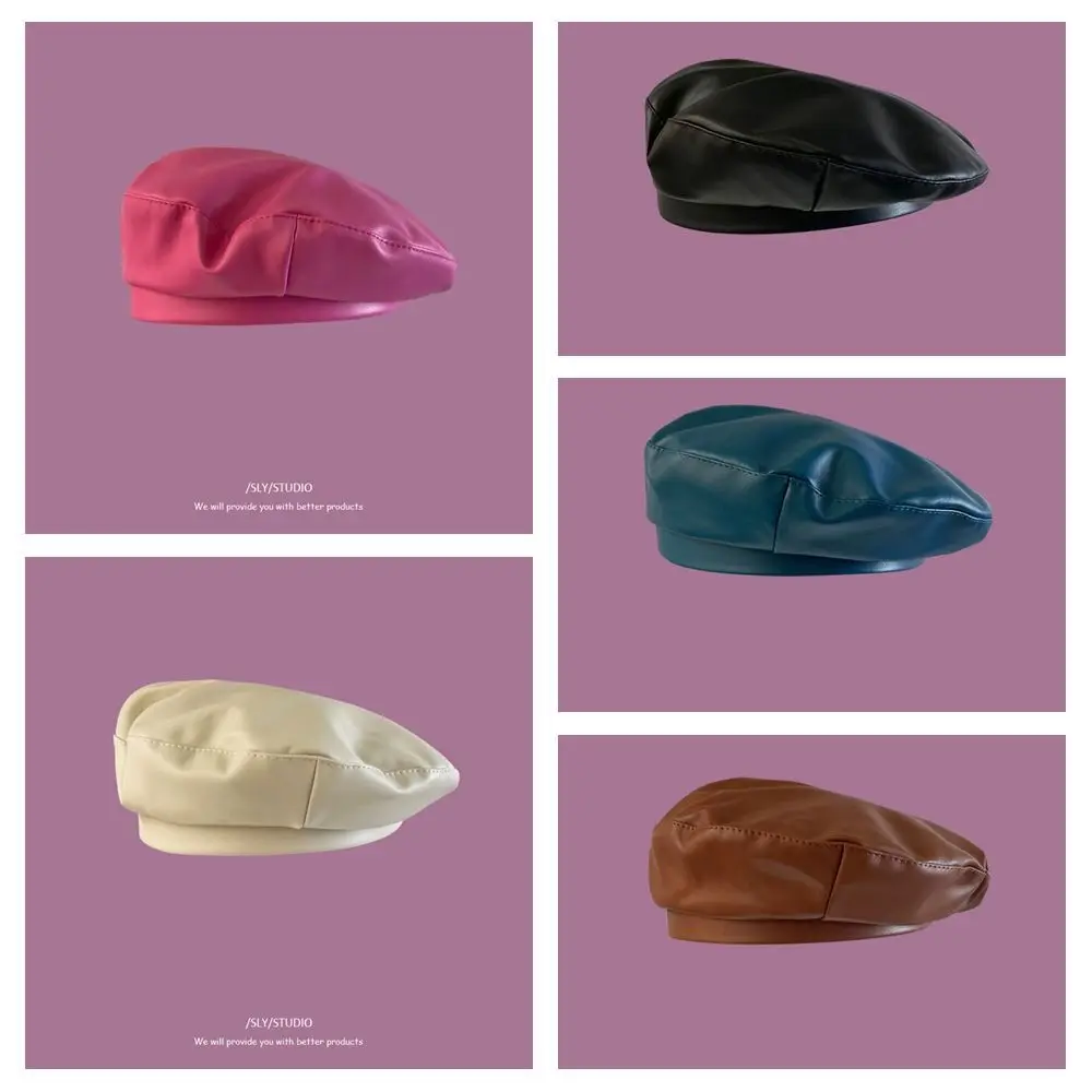 Ретро однотонная шляпа художника с плоским верхом в британском стиле корейский