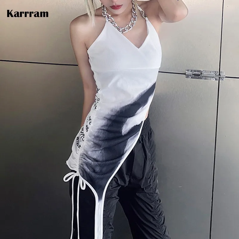 Топ женский асимметричный с лямкой на шее в готическом стиле | Женская одежда