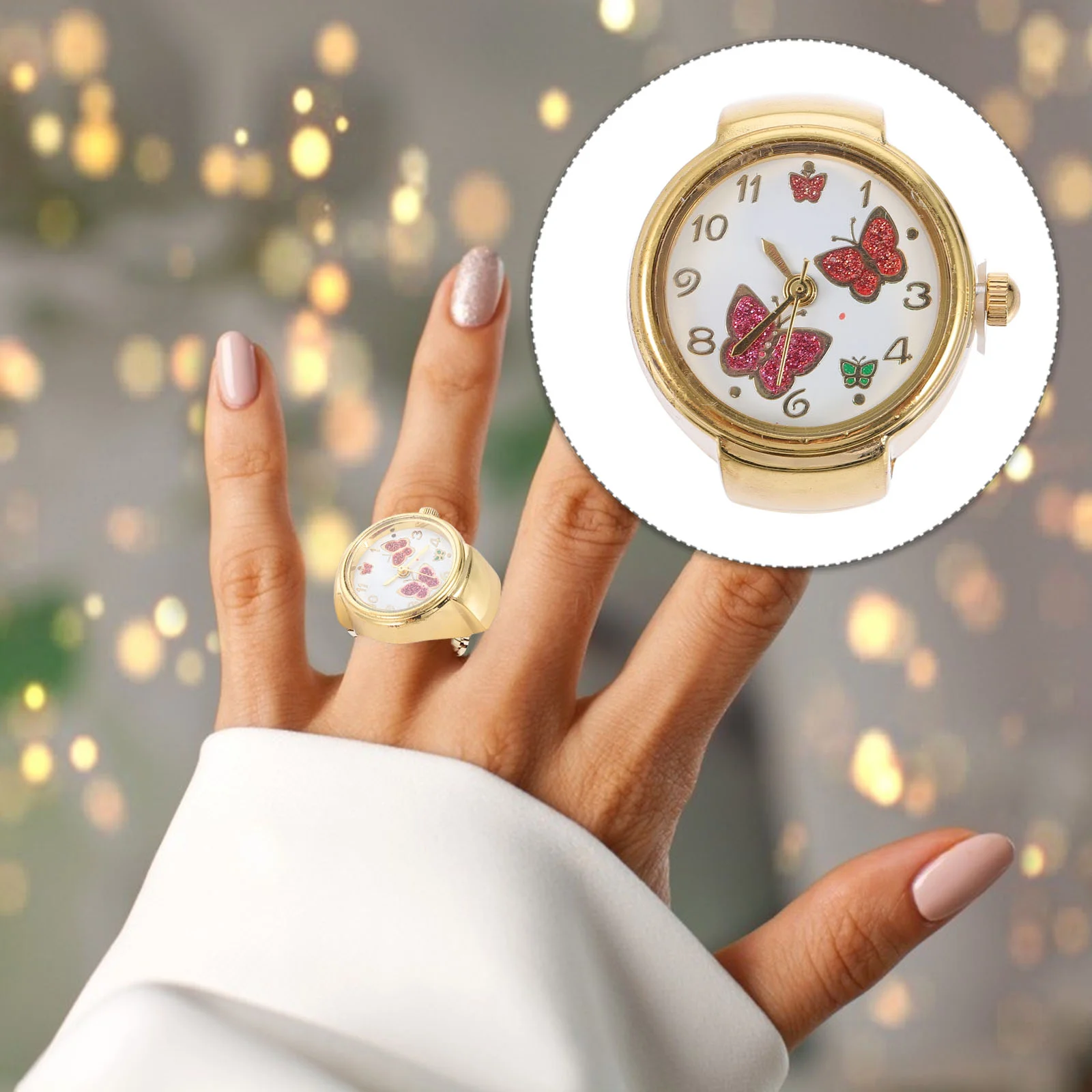 

Watch Ring Finger Women Rings Decorative Jewelry Butterflies Watches Clock Digital Mini Vintage Pinky Men Classic Shaped Decor