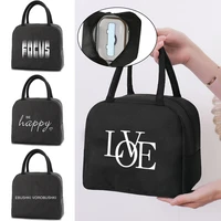portable lunch bag new thermal insulated lunch box tote cooler handbag bento pouch text print school food container storage bags